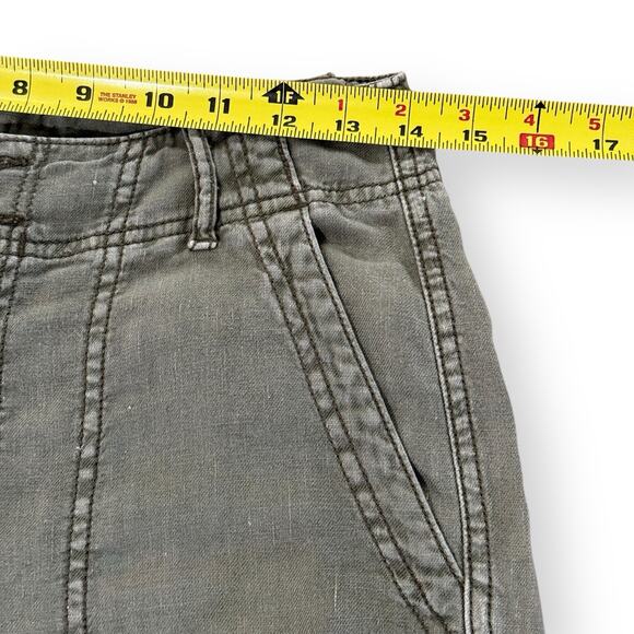 American Eagle Army Green Linen Blend Cargo Pants Womens 4 Distressed Grunge - Picture 13 of 15